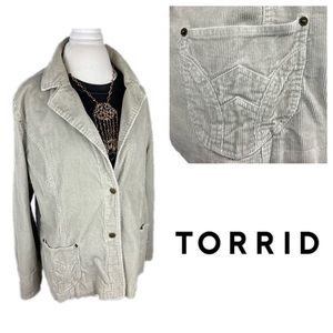 Torrid Cream Corduroy Jacket w/ Button Closure